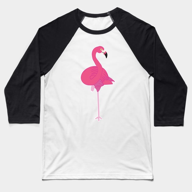 Carribean Flamingo 2 - Cartoon Baseball T-Shirt by eeliseart